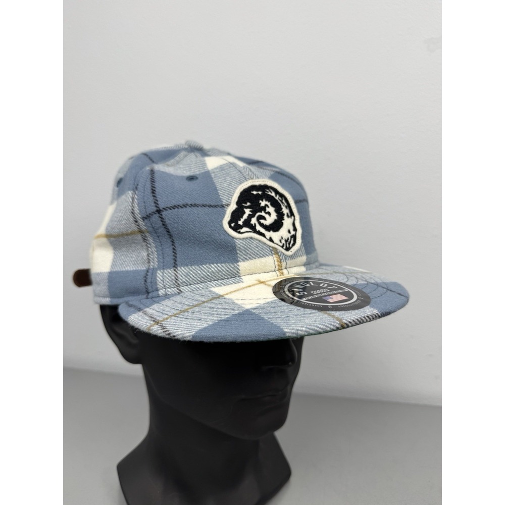 Duckworth Sawtooth Hat Adjustable Cap Sandlot Blue Indigo Plaid Merino Wool NWT
